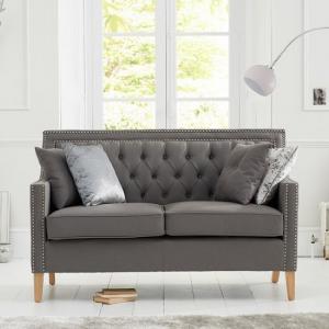 Ballark Fabric Upholstered 2 Seater Sofa In Grey
