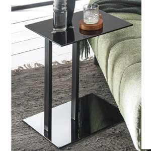 Bellvue Glass Top End Table With Metal Base In Black