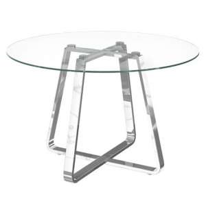 Nantwich Round Clear Glass Dining Table With Chrome Frame