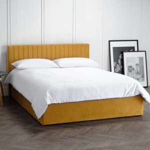 Belper Velvet Upholstered Small Double Bed In Mustard