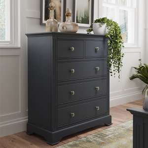 Belton Wooden Chest Of 5 Drawers In Midnight Grey