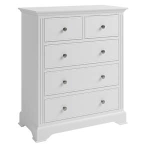 Belton Wooden Chest Of 5 Drawers In White