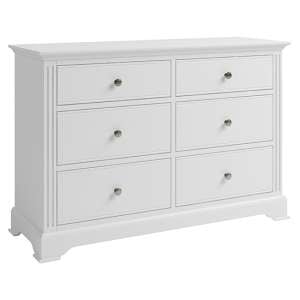 Belton Wide Wooden Chest Of 6 Drawers In White
