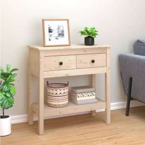 Belva Pine Wood Console Table With 2 Drawers In Natural