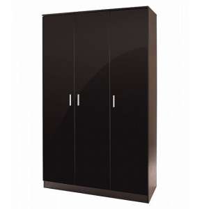 Ottershaw Large Wardrobe Large In Black With High Gloss Fronts