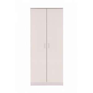Ottershaw Wooden Wardrobe In White With High Gloss Fronts