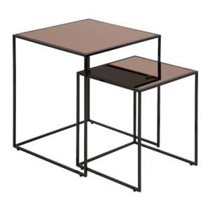 Bemidji Glass Nest Of 2 Tables In Bronze