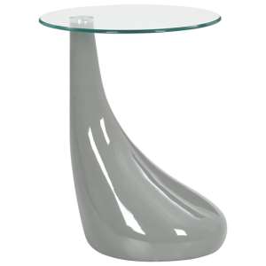 Benek Round Glass Coffee Table With High Gloss Grey Base