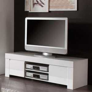 Benetti Modern TV Stand In White High Gloss With 2 Doors