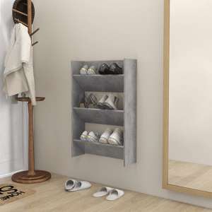 Benicia Wall Shoe Cabinet With 3 Shelves In Concrete Effect