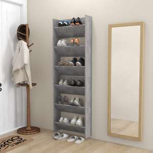 Benicia Wall Shoe Cabinet With 6 Shelves In Concrete Effect