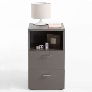 Benoit Wooden Bedside Cabinet With 2 Drawers In Lava Grey