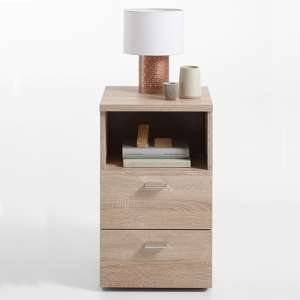 Benoit Wooden Bedside Cabinet With 2 Drawers In Oak