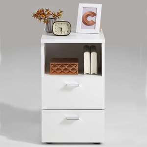 Benoit Wooden Bedside Cabinet With 2 Drawers In White