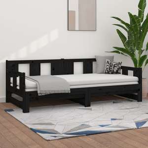 Bente Solid Pinewood Pull-out Single Day Bed In Black