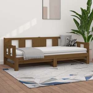 Bente Solid Pinewood Pull-out Single Day Bed In Honey Brown