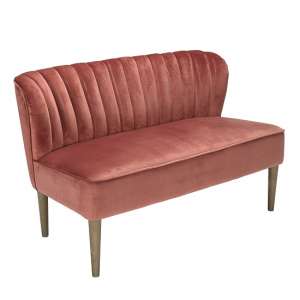 Bawtry 2 Seater Sofa In Pink Velvet With Wooden Legs