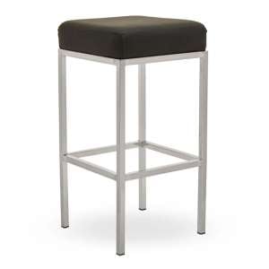 Beon Faux Leather Bar Stools In Black With Chrome Base