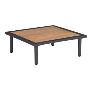 Beox Outdoor Flint Roble Wooden Top Side Table In Grey