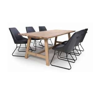 Bergen Dining Set With 6 Grey Cooper Chairs