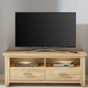 Berger Wooden TV Stand In Rustic Oak And LED Lighting