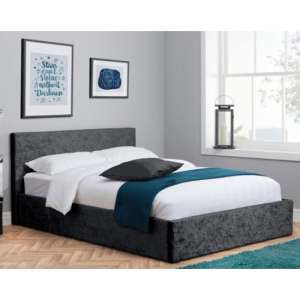 Berlin Fabric Ottoman King Size Bed In Black Crushed Velvet