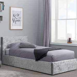 Berlin Fabric Ottoman Small Double Bed In Steel Crushed Velvet