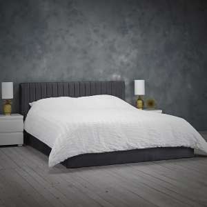 Belper Velvet Upholstered Double Bed In Silver