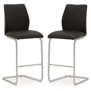 Samara Bar Chair In Black Faux Leather And Chrome Legs In A Pair