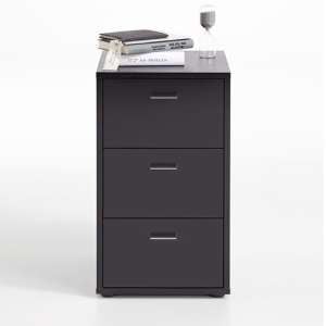 Berny Wooden Bedside Cabinet With 3 Drawers In Black
