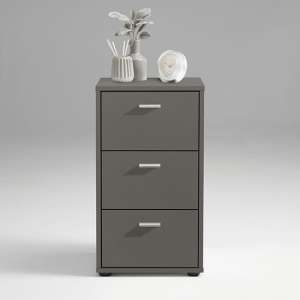 Berny Wooden Bedside Cabinet With 3 Drawers In Lava Grey