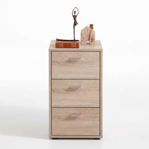 Berny Wooden Bedside Cabinet With 3 Drawers In Oak