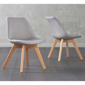 Bertake Light Grey Fabric Dining Chairs In A Pair