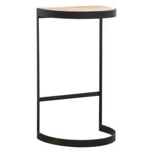 Bethel Wooden End Table Cabinet In Oak Ish With Iron Base