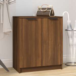 Betsi Wooden Shoe Storage Cabinet With 2 Doors In Brown Oak