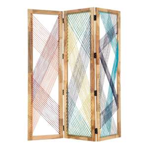 Bettina Wooden 3 Sections Room Divider In Multicolor