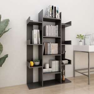 Bevin High Gloss Bookcase With 13 Shelves In Grey