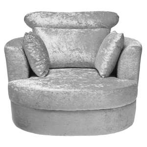 Bewdley Large Snug Swivel Crushed Velvet Tub Chair In Silver