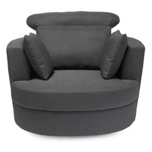 Bewdley Large Snug Swivel Linen Fabric Tub Chair In Grey