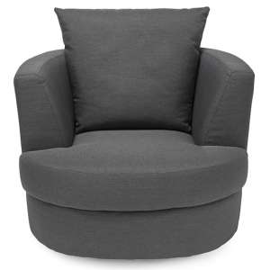 Bewdley Small Snug Swivel Linen Fabric Tub Chair In Grey