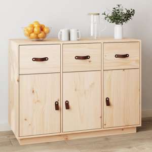 Beyza Pinewood Sideboard With 3 Doors 3 Drawers In Natural