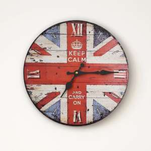 Biagio Wooden Vintage UK Design Wall Clock In Multicolour