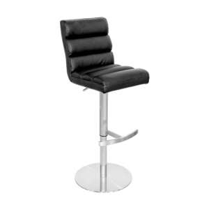 Bianca Black Leather Bar Stool With Stainless Steel Base