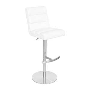 Bianca White Leather Bar Stool With Stainless Steel Base