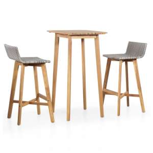 Bianca Wooden Bar Table With 2 Bar Chairs In Brown