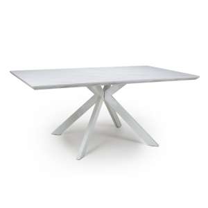 Biancon Dining Table In Marble Effect With Grey Veins
