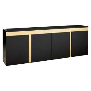 Bibha Wooden Sideboard With Gold Frame In Matte Black