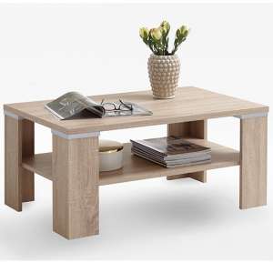 Biloxi Wooden Coffee Table In Oak With Undershelf
