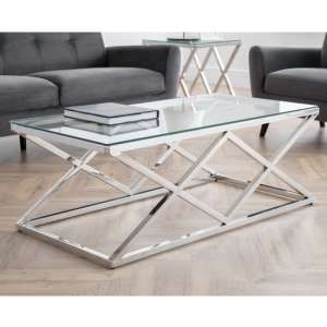 Balesego Clear Glass Top Coffee Table With Chrome Base