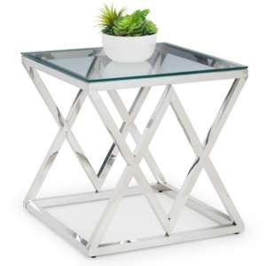 Binghamton Clear Glass Top Lamp Table With Chrome Base